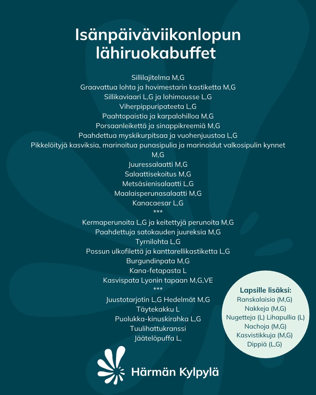 isänpäiväbuffet Härmän Kylpylässä